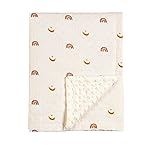 CREVENT 30\'\'X40\'\' Organic Muslin Cotton Baby Blanket for Newborns, Soft Mink Backing, Essential for Baby Shower Birthday Gift - Moon 75X100cm