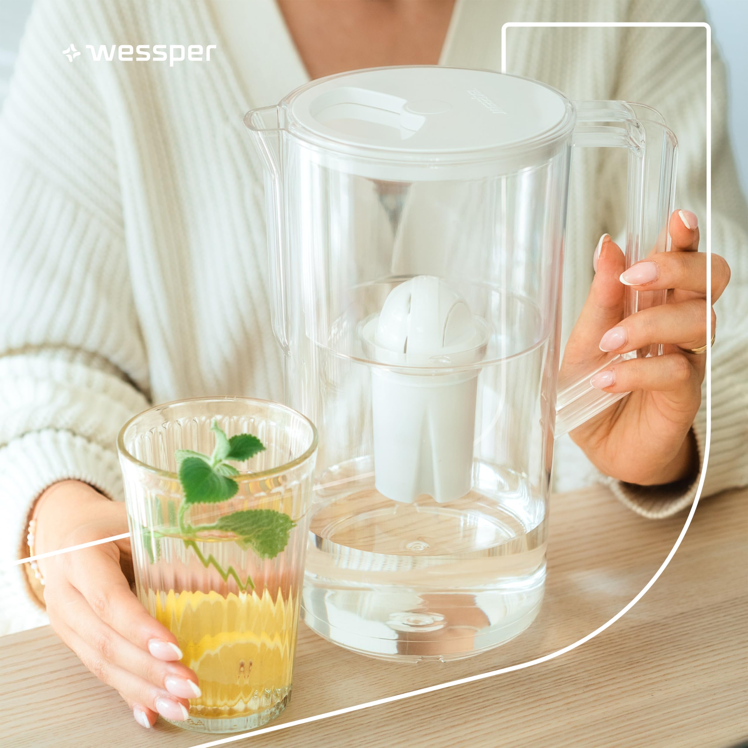 Wessper Filtres à eau Aqua Classic pour Carafe Filtrante, Cartouches filtrantes Compatible avec les Carafe Eau Dafi, Brita, Zelmer, Anna BWT, Laica, PearlCo, 10 pièces
