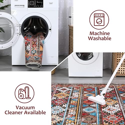Miniatura 4 de Zacoo Alfombra de pasillo antideslizante de 2 x 6 pulgadas, con parte trasera de goma, lavables, alfombras geométricas que no se desprenden,