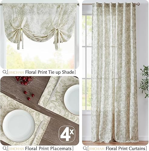 Miniatura 6 de JINCHAN Juego de 4 manteles individuales florales de lino rústicos para cocina, comedor, decoración de mesa de comedor, resistentes al calor,