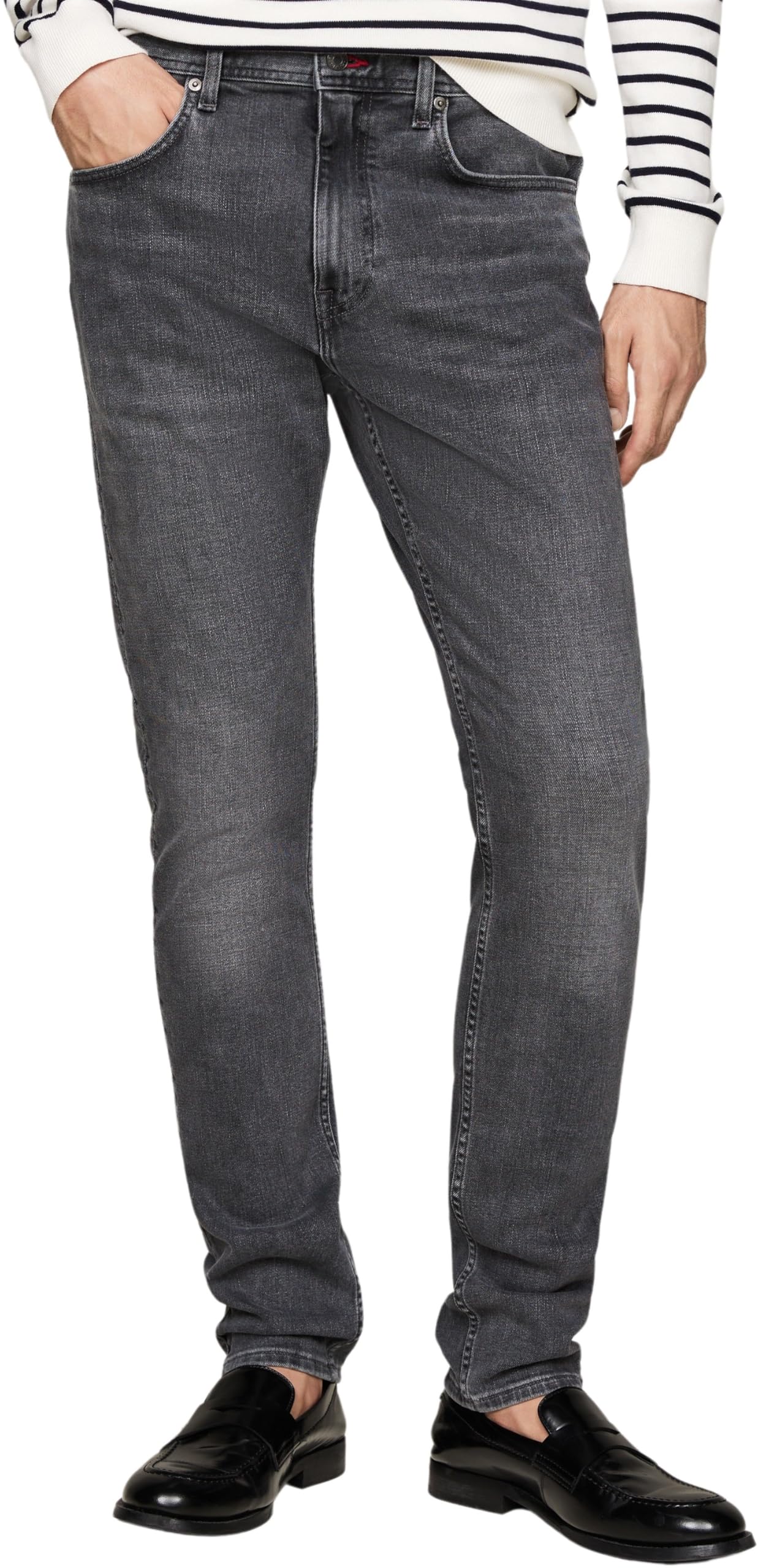 Tommy Hilfiger Herren Jeans Hose Tapered Slim Fit, Grau (Rich Grey), 28W/36L