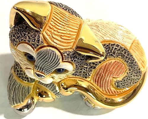 Miniatura 7 de Gatito calico de cerámica esculpido hecho a mano - De Rosa Family Collection F417 en caja de regalo