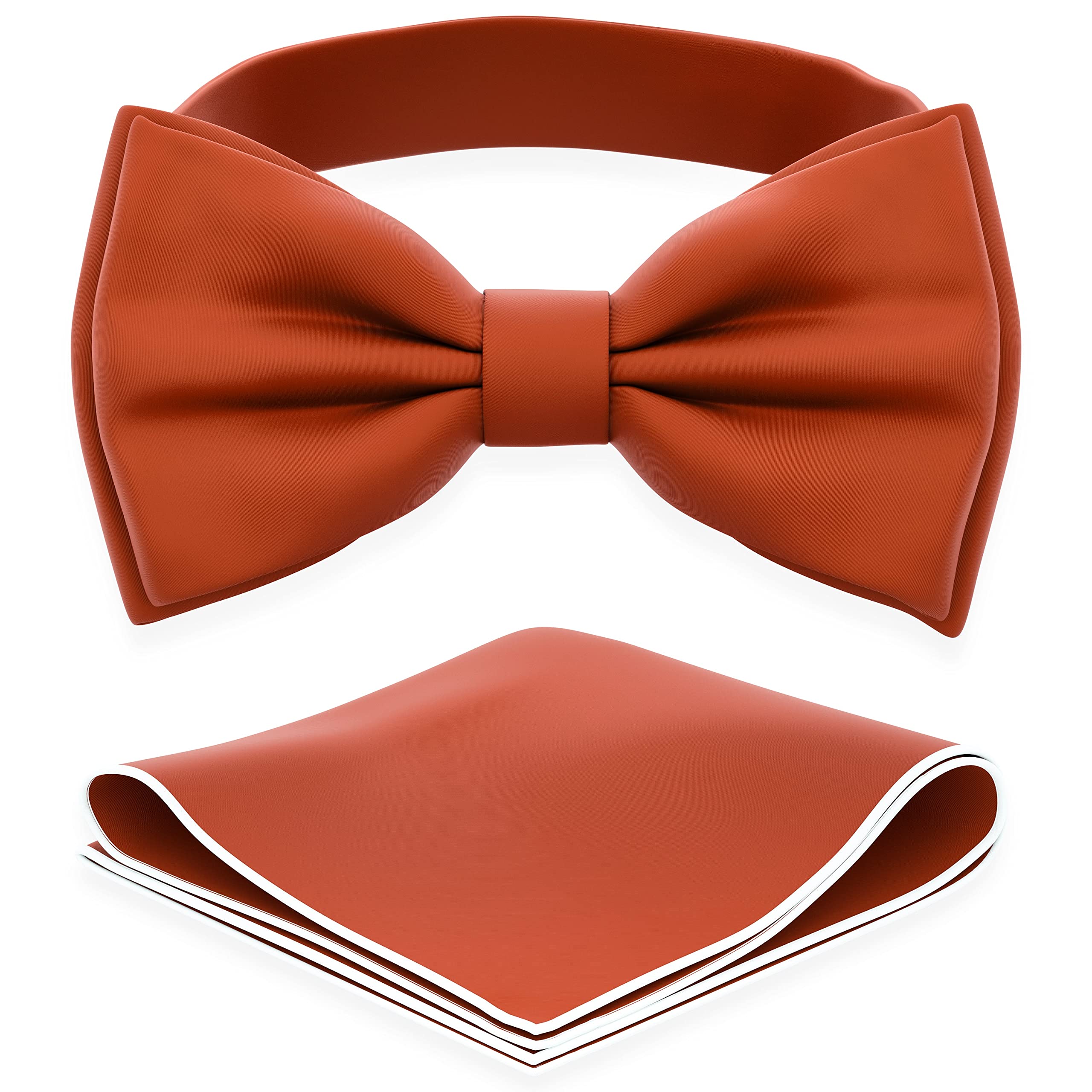 Adam Young Men's Bow Ties with Handkerchief Pre-Tied Style Formal Satin Classic Bowtie for Tuxedo Faux Silk