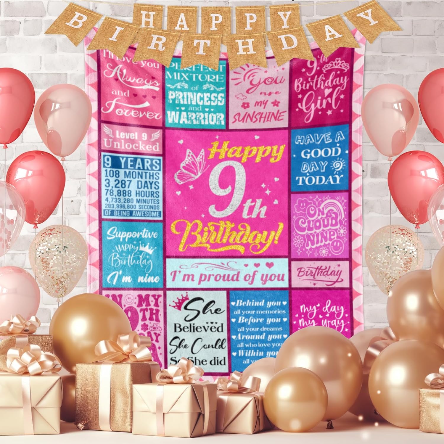 9 Year Old Girl Birthday Gifts - Birthday Gift for 9 Years Old Girl - 9th Birthday Decorations for Girls Daughter Granddaughter Niece - 9-Year-Old Girls Gift - 9th Blanket 50"X60" - Image 3