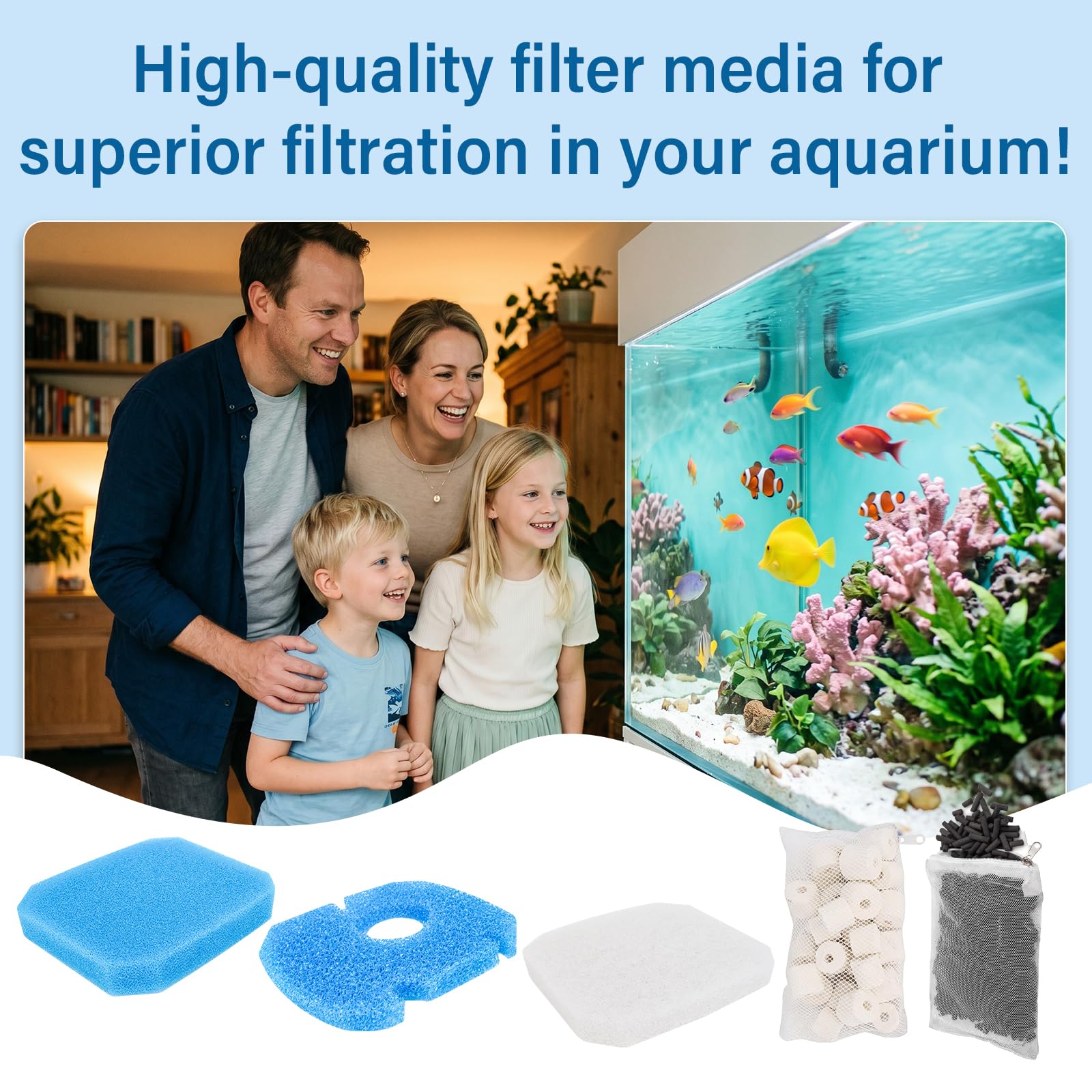 Kit De Médias Filtrants pour Aquarium, pour JBL CristalProfi E402 E702 E902 | Filtre Externe Kit De Remplacement Mousse Filtrante Avec Charbon Actif Anneaux Céramique Mousse Filtrante Gros Et Fin Pads