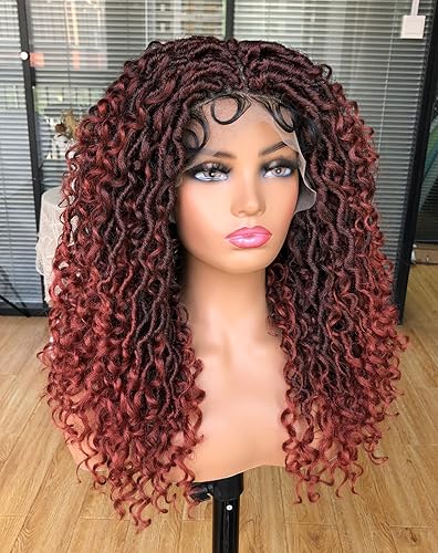 Miniatura 3 de Goddess - Pelucas sintéticas para mujeres negras, pelucas sintéticas rizadas de encaje completo de 18 pulgadas con pelo de bebé, trenzas trenzadas