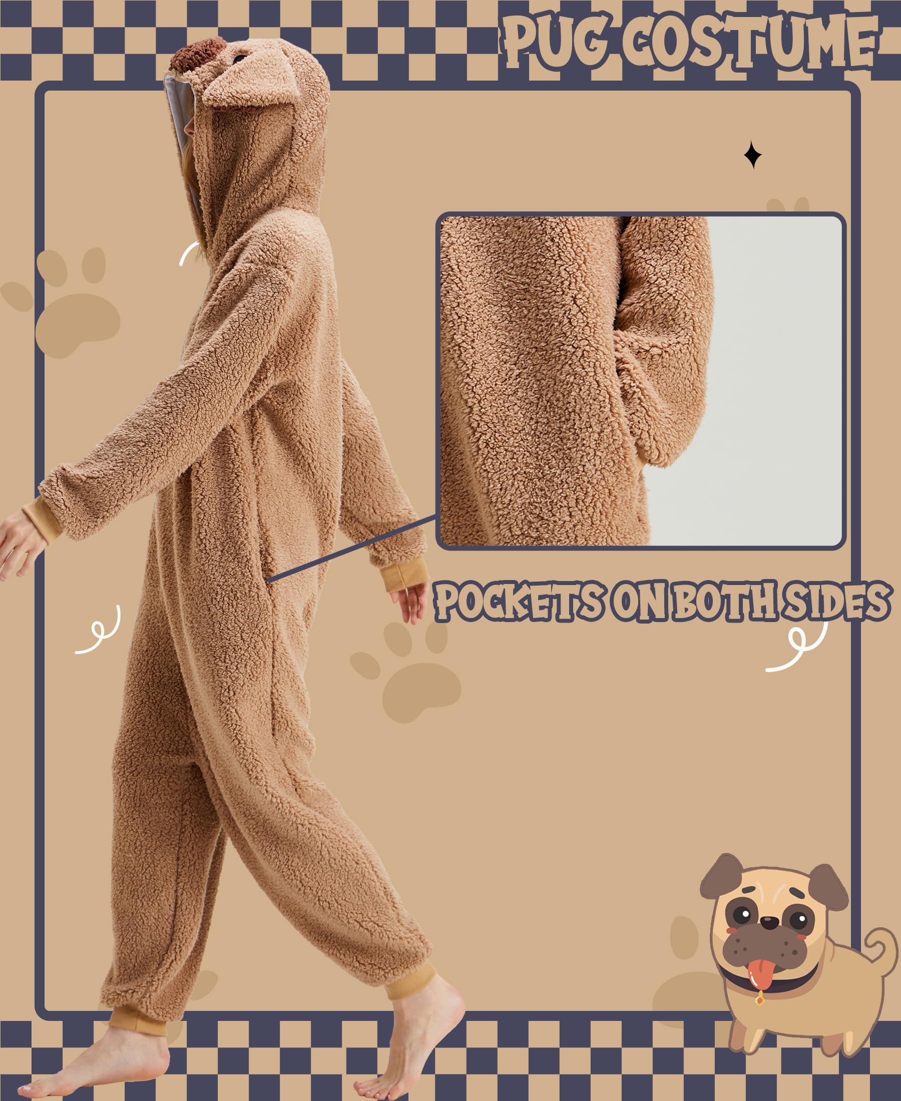 Pug Pigiama Pug Costume Costume Animale Pigiama Cartone Animato Pug Onesie Natale Carnevale Cosplay Costume