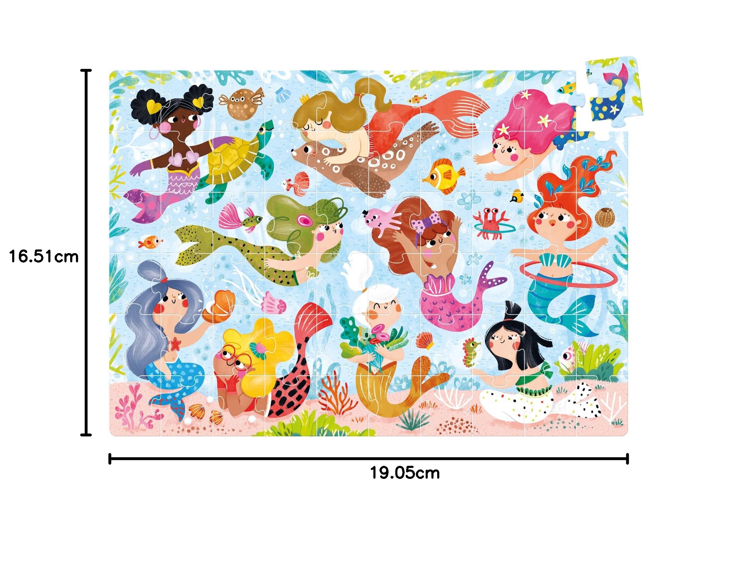 Magical Jumbo Puzzle Mermaids, 60 Teile Lernpuzzle für Kinder 4+, Bodenpuzzle Meerjungfrauen, 26.8" x 19"