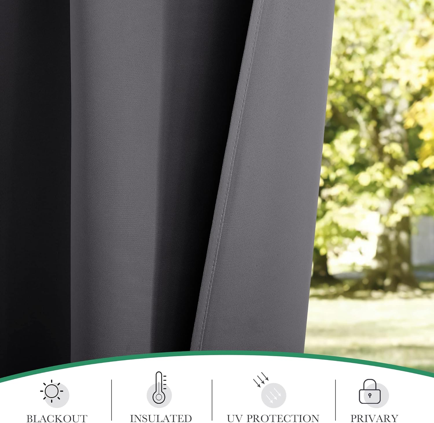 StangH 2 Panels Outdoor Curtains for Patio Waterproof, Blackout Windproof Weatherproof Thermal Insulated Drapes for Pergola/Porch, Thick Privacy Room Dividers for Pool, Grey, W52 x L84