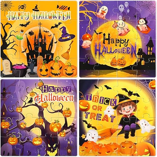 Miniatura 3 de WorldBazaar Rompecabezas de Halloween para niños de 4 a 8 años, paquete de 24 mini rompecabezas de truco o trato para bolsas de regalos, regalos de