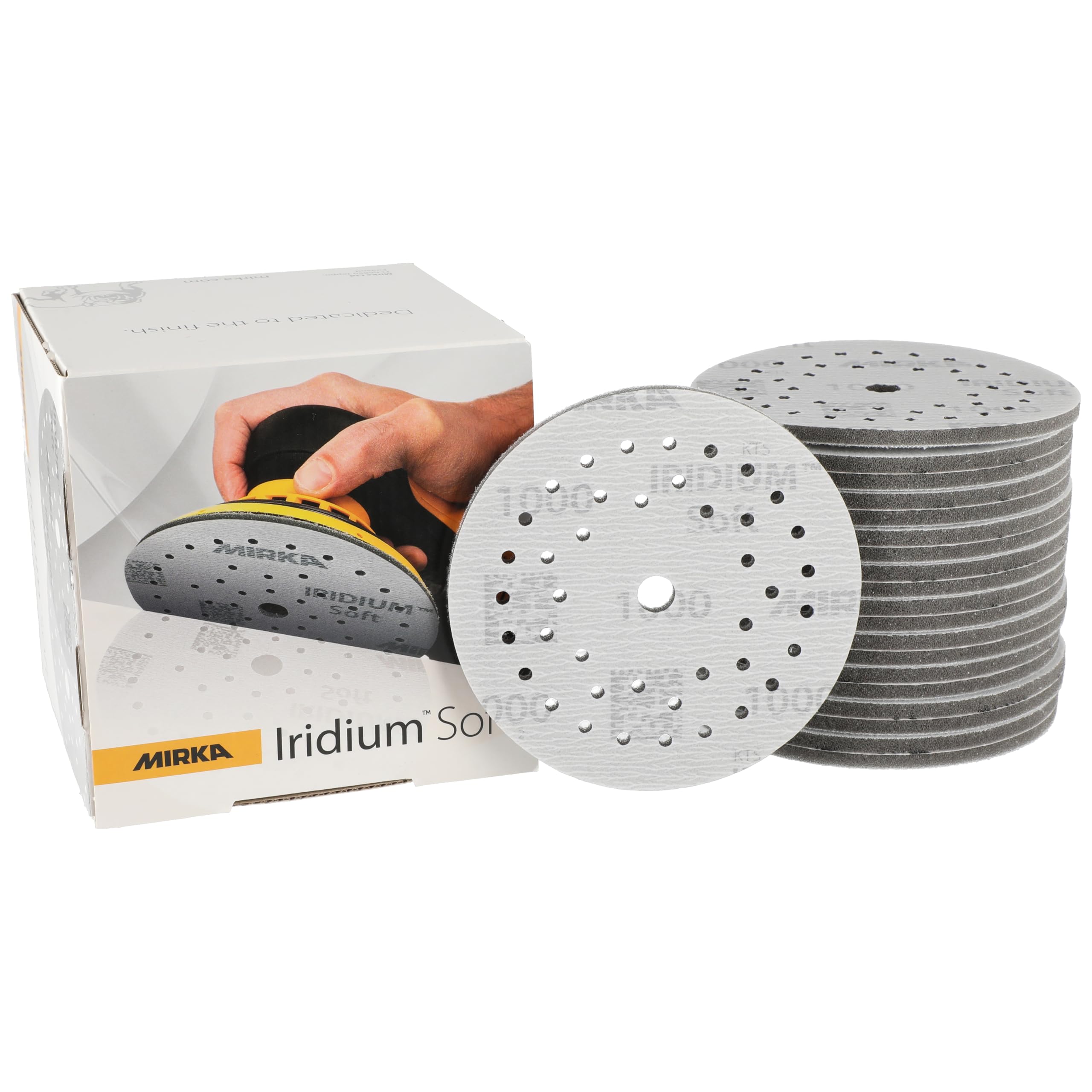 Mirka Schleifscheiben Iridium Soft Ø 125 mm Korn P1000 Klett 20 Stück | Schaumbasiertes Schleifmittel für präzises Finish Klarlackschliff Hand- und Maschinenschliff Karosseriereparatur