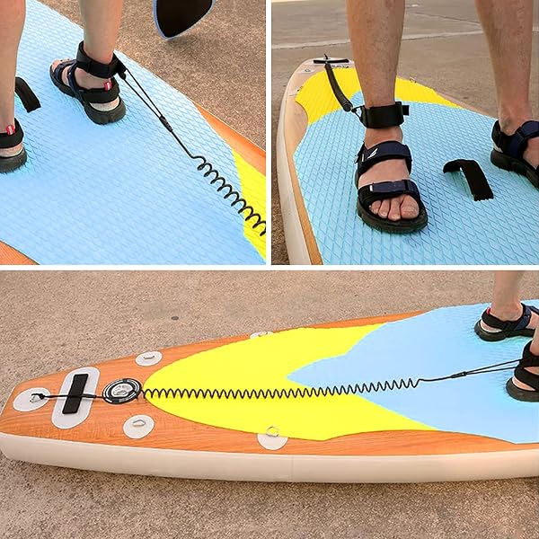 XSHAO® 2 Pezzi Leash Surf, Regolabile Laccio di Sicurezza da Surf 5,5 mm da 10 Piedi con Chiusura in Velcro Cinturino Piedi per Stand-up Paddle Board Tavola da Surf - Nero - 5