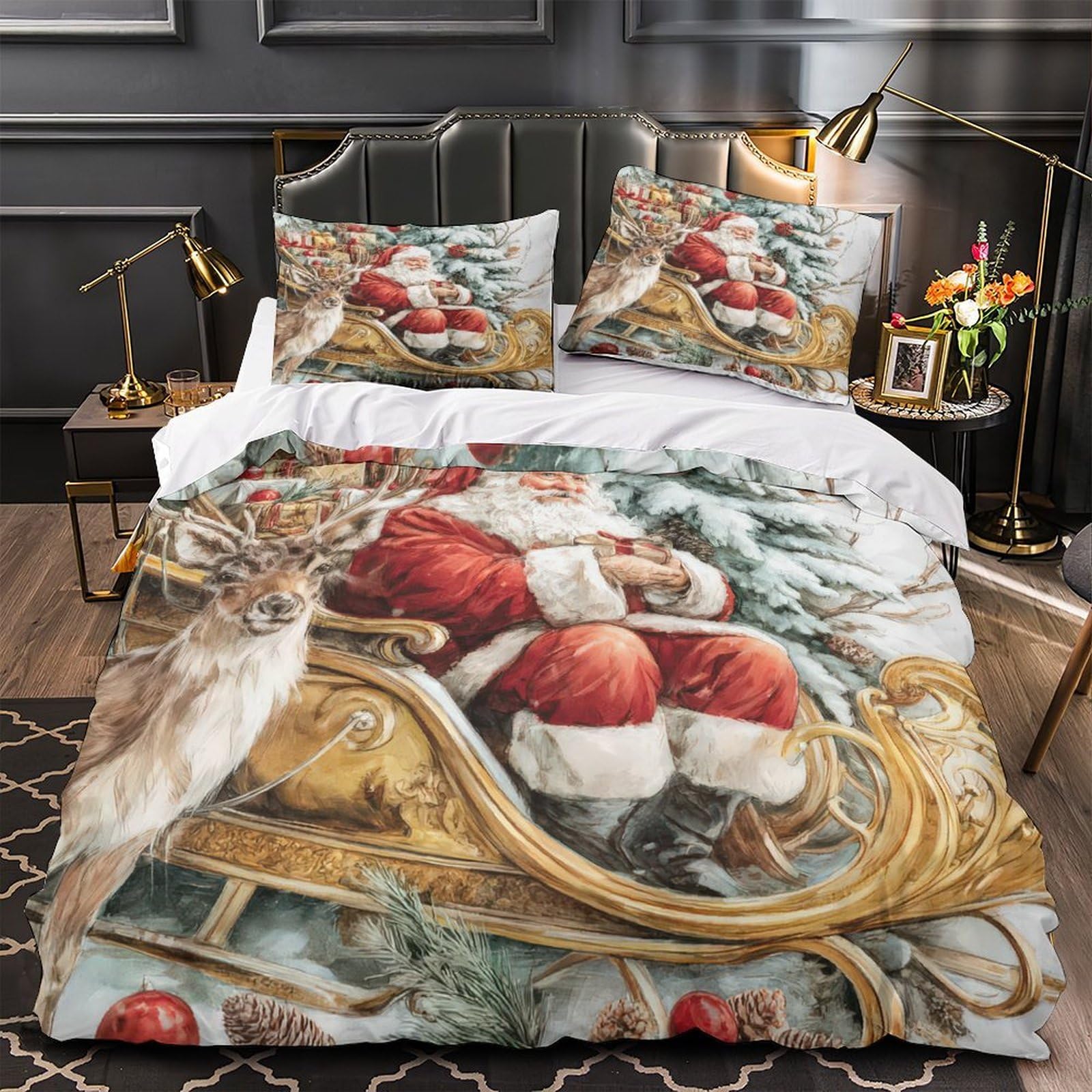 Housse de couette Noël 3D pour une nuit magique en couple