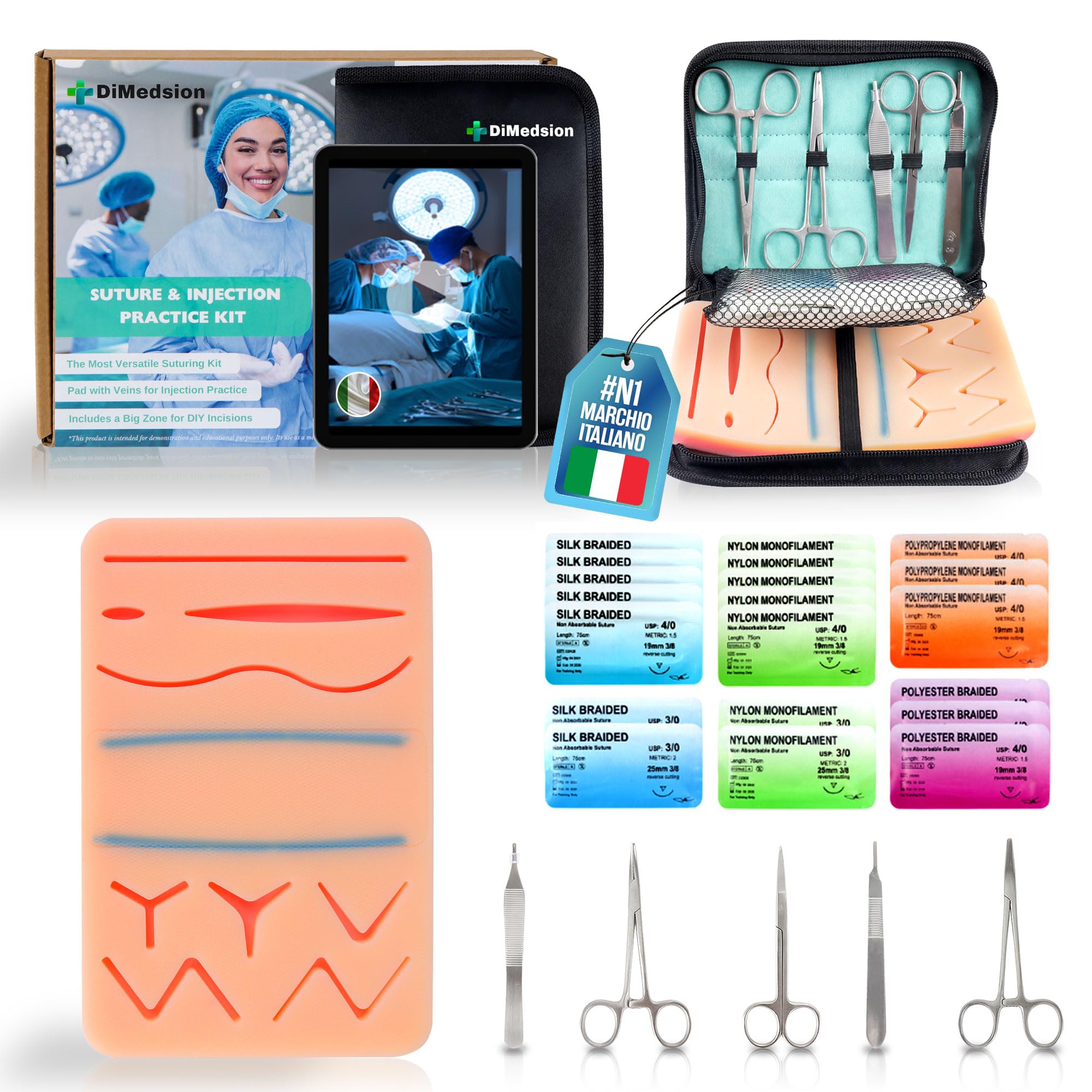Kit Pratica Di Sutura | Completo Kit di Sutura Kit Per Studenti Di Medicina | Veterinari Cuscinetto Per Sutura Di Silicone | Resistente Ottimo Regalo