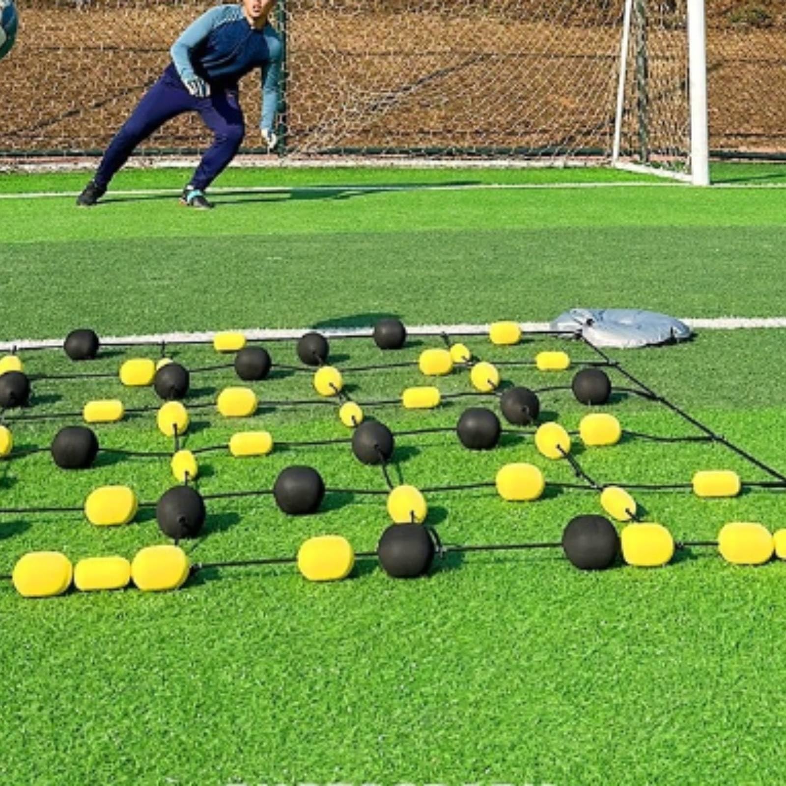 Tavola da Allenamento Portiere Rete Pannello Deflettore Quadrato Griglia a Corde Ad con Nodi Alternati con Ancoraggi