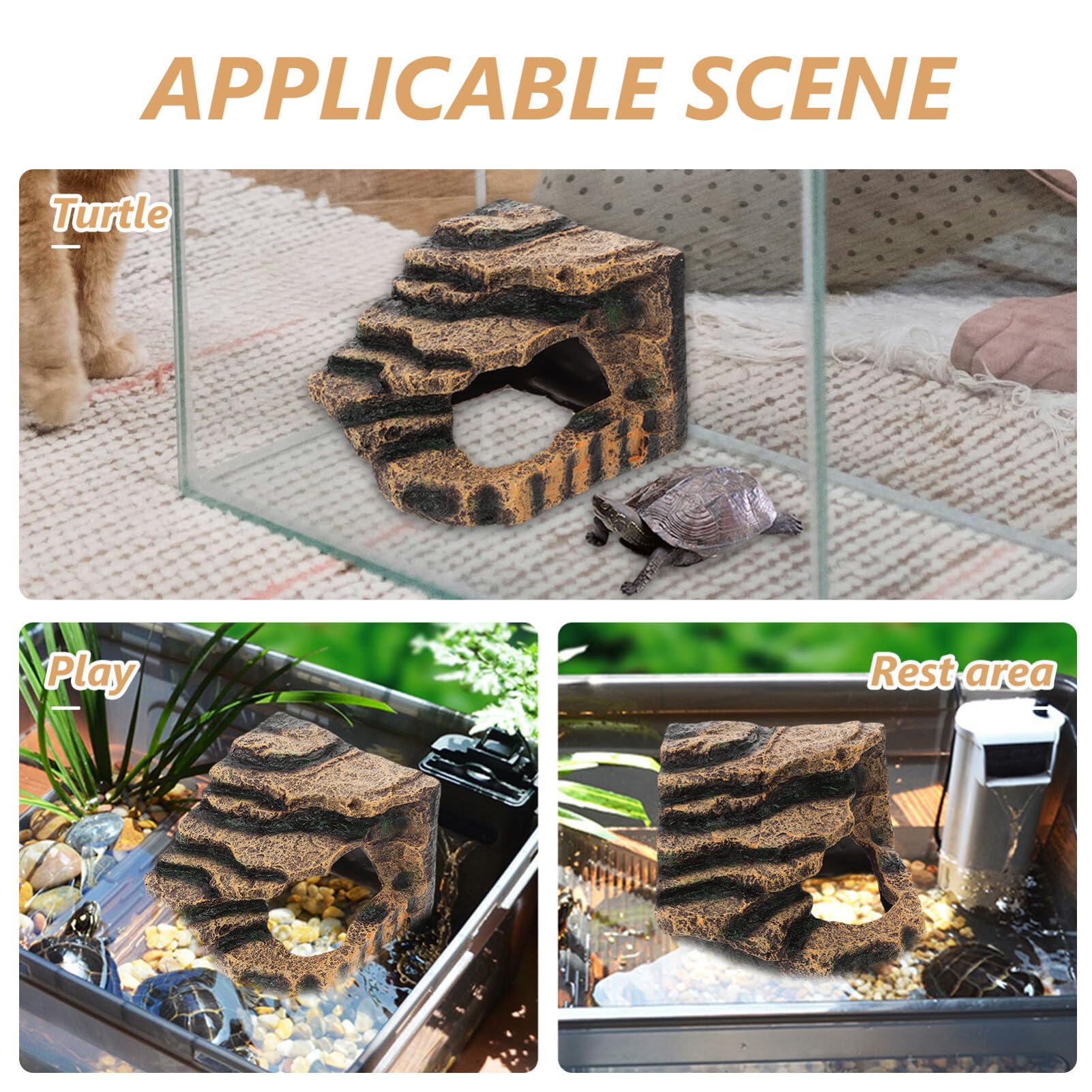 HANABASS Piattaforma Basking per Tartarughe in Resina Piattaforma di Arrampicata E Riposo per Rettili Accessorio Decorativo per Acquario Giardino Roccioso