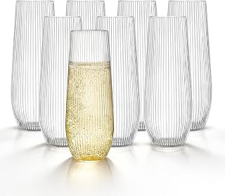 HOMIP 36PACK 9oz Stemless Clear Plastic Champagne Flutes Disposable