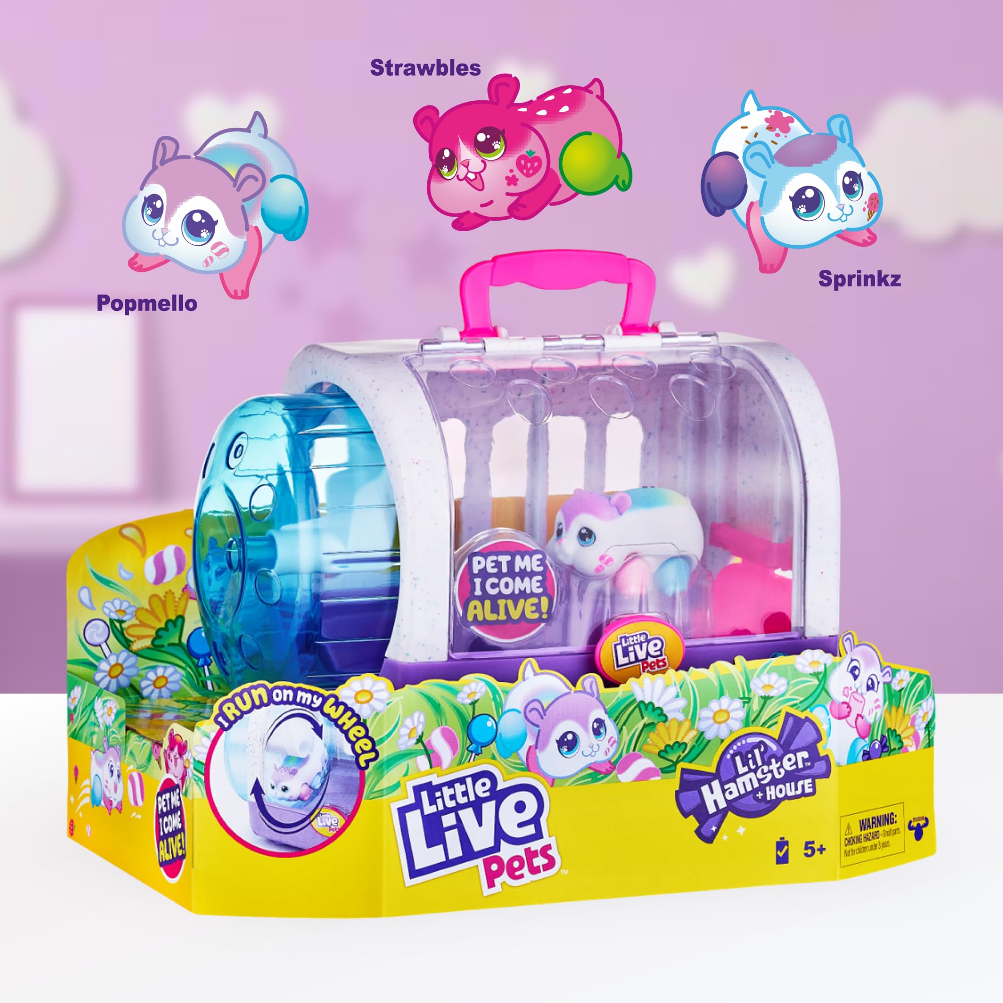 Little Live Pets - Lil Hamster z klatką, interaktywne zwierzę z dźwiękami i ruchem, ma koło do biegania, wzrost zwierzęcia w losowym kolorze, chłopcy i dziewczęta + 5 lat