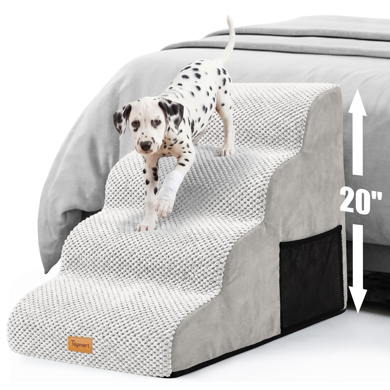 Topmart High Density Foam Dog Steps 4 Tiers, Extra Wide Deep Pet Steps