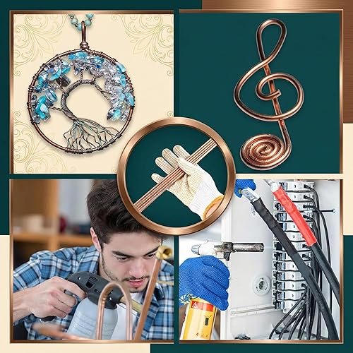 Miniatura 7 de Therwen 10 barras redondas de cobre puro de 11.8 pulgadas de longitud de metal sólido de cobre sólido, barra de torno para manualidades (0.12