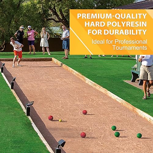 Miniatura 3 de Juego de pelotas de bocce de grado profesional de 107 mm de tamaño y peso de regulación 920 g para torneos oficiales (Rojo y Verde)