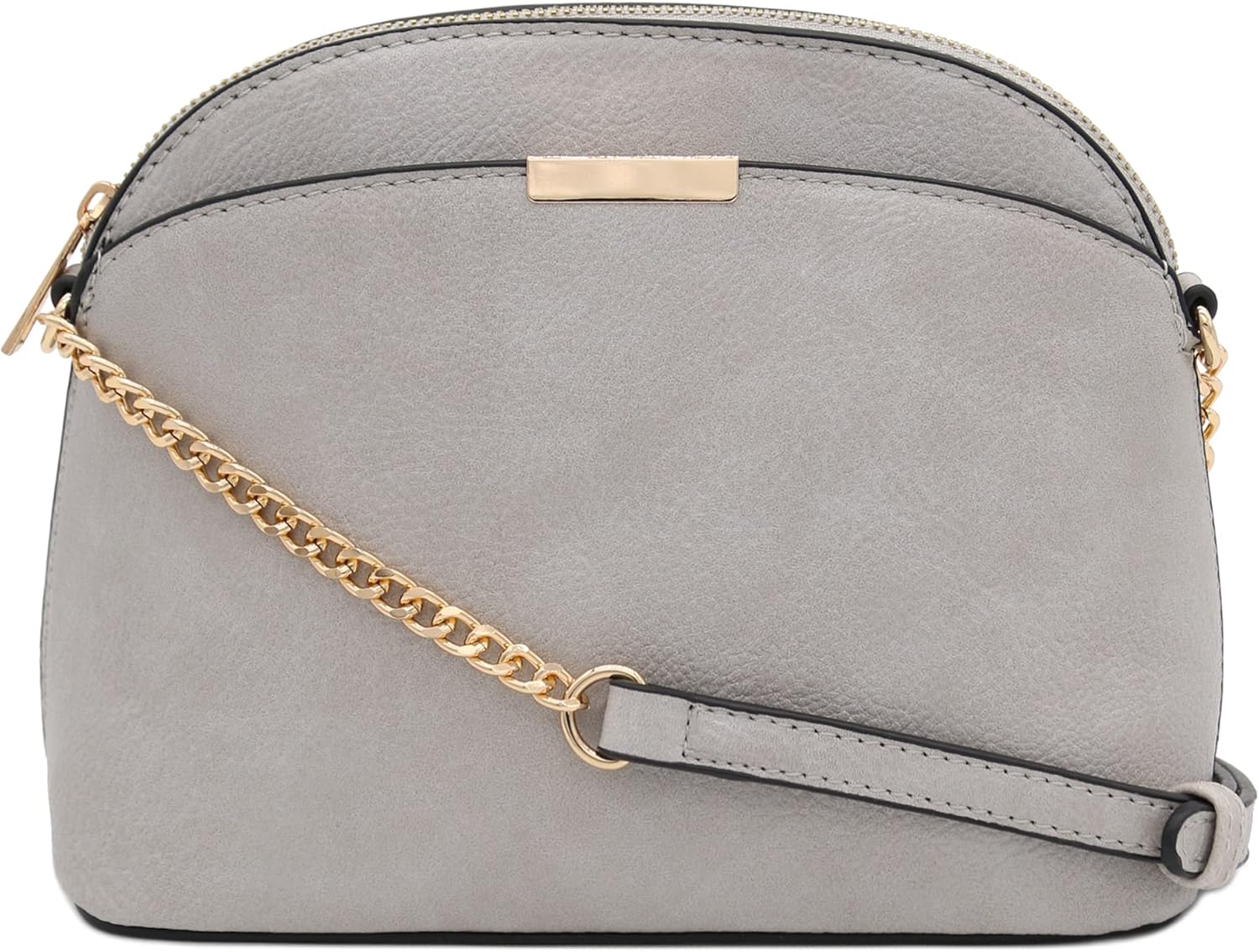 FashionPuzzle Faux Leather Small Dome Crossbody Bag with Chain Strap