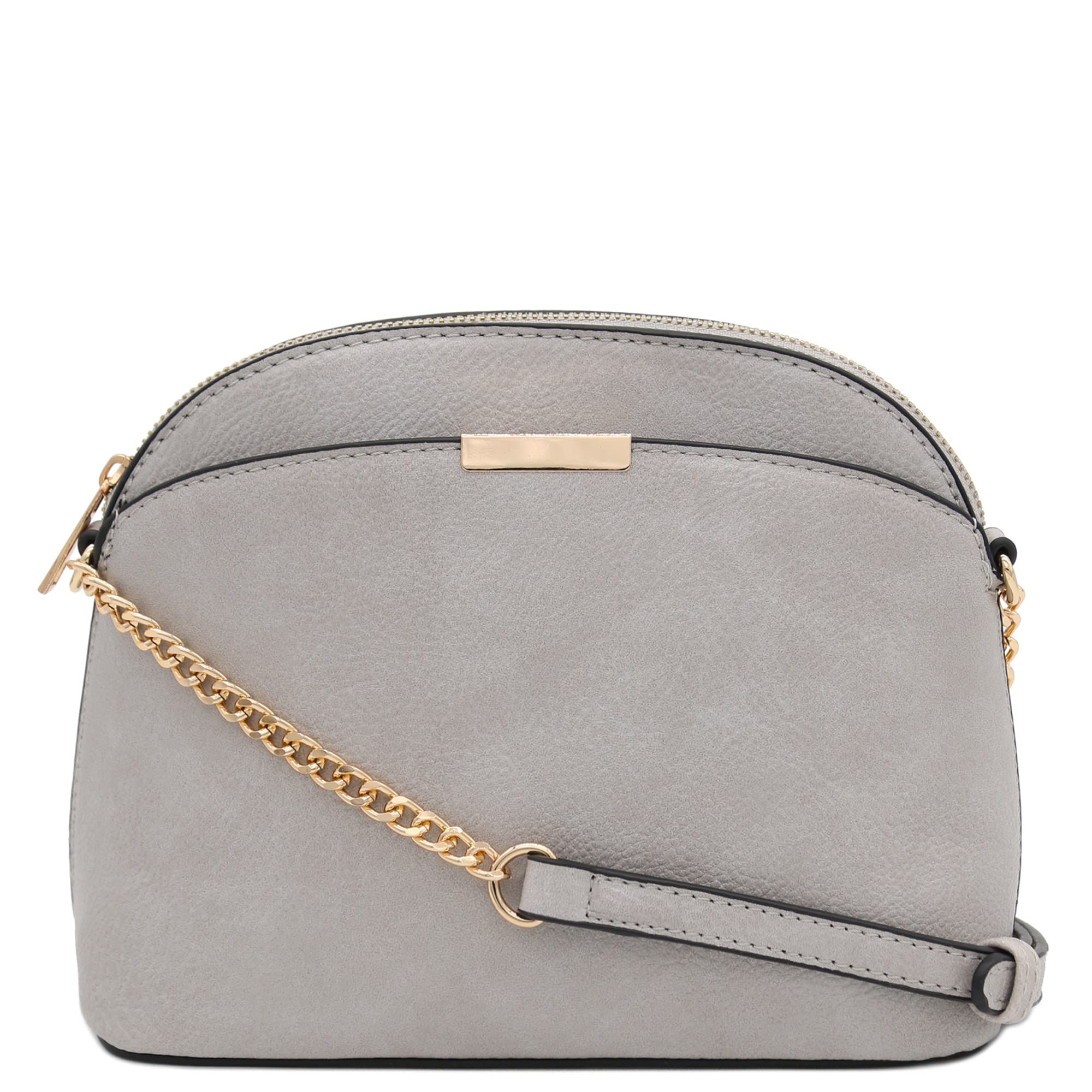 FashionPuzzle Faux Leather Small Dome Crossbody Bag with Chain Strap