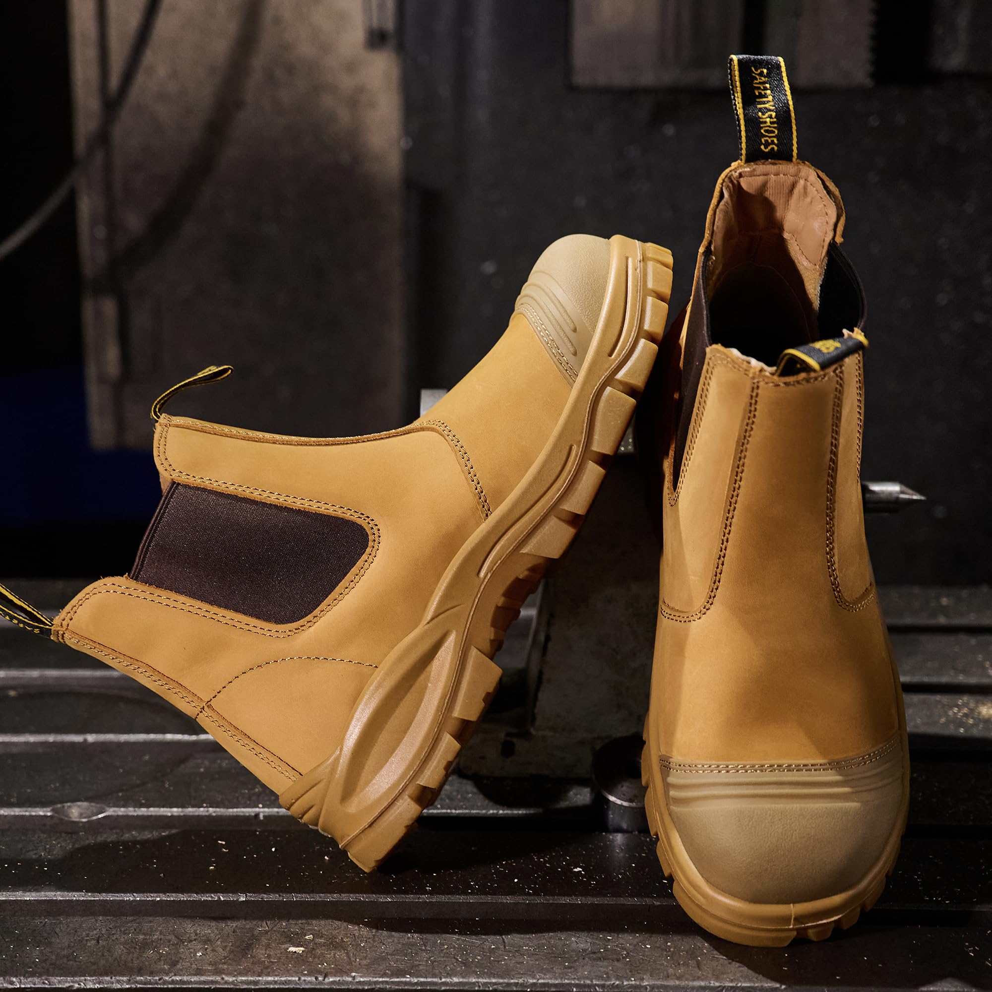Chelsea Botas de seguridad para hombre Botas con puntera de acero para el trabajo Botas a prueba de pinchazos
