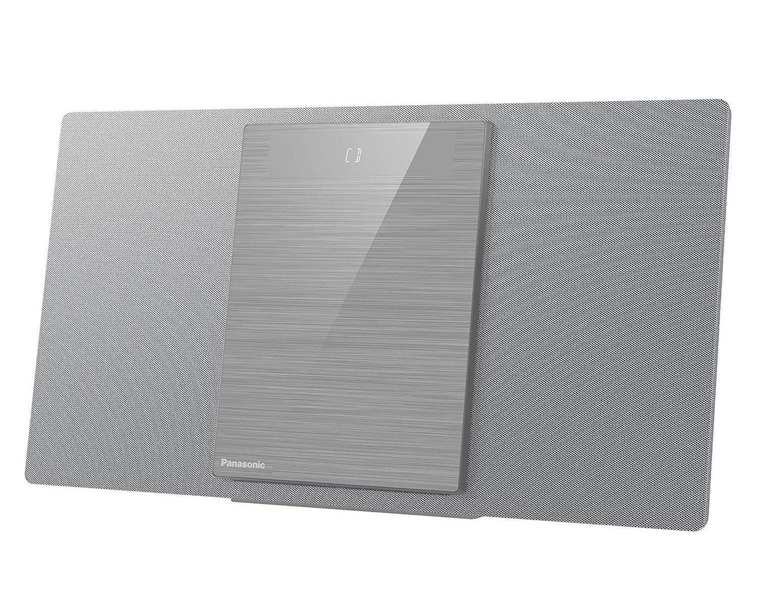 Panasonic SC-HC412 kompaktowa mikrowieża Hi-Fi z Space Tune (CD, Bluetooth, FM, DAB+, AUX, USB, AUX-IN Auto Play, pełnozakresowy głośnik 8cm), srebrna