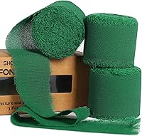 Vista 24 de 3 rollos de cinta de gasa con flecos hechos a mano color rosa claro de 1.5 pulgadas x 7 yardas, cinta rústica colorida similar a la seda para ramos