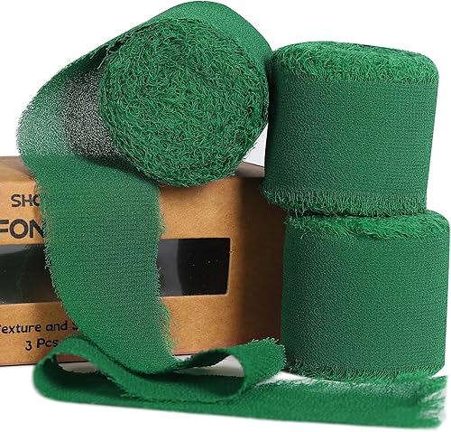 Miniatura 24 de 3 rollos de cinta de gasa con flecos hechos a mano color rosa claro de 1.5 pulgadas x 7 yardas, cinta rústica colorida similar a la seda para ramos