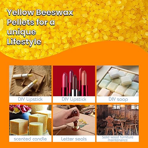 Miniatura 3 de Gránulos de cera de abeja amarilla de 5 libras, cera de abeja de grado alimenticio, cera de abeja triple filtrada para hacer velas, pastillas de
