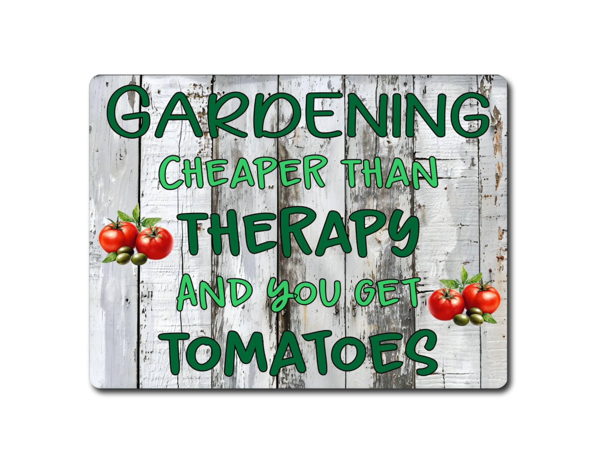 Decalarama Allotment Metal Sign Gift – Gardening Cheaper Than Therapy And You Get Tomatoes - Family Fun Home Garden Novelty Aluminium Present