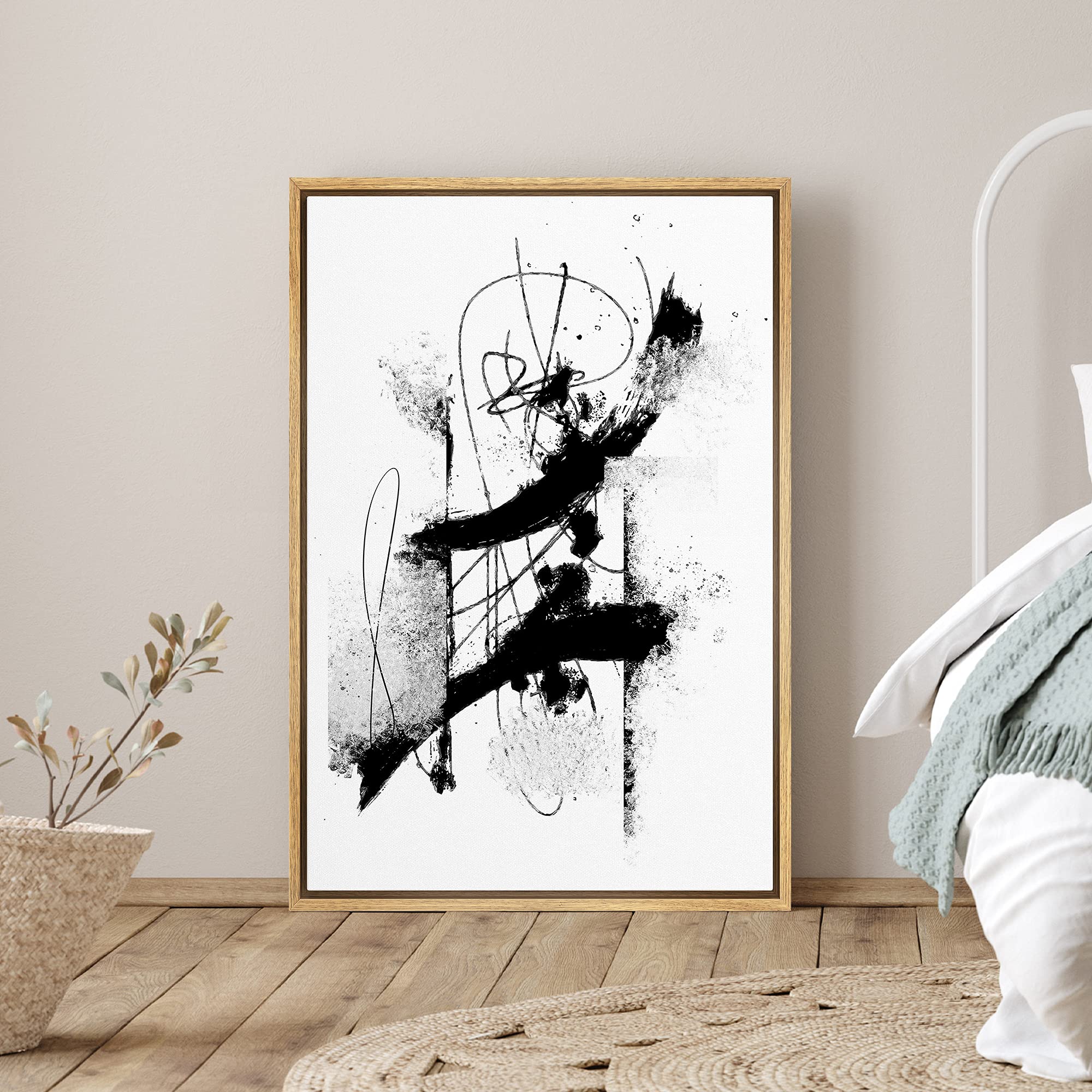 Amazon.com: SIGNLEADER Framed Canvas Print Wall Art Lined Black