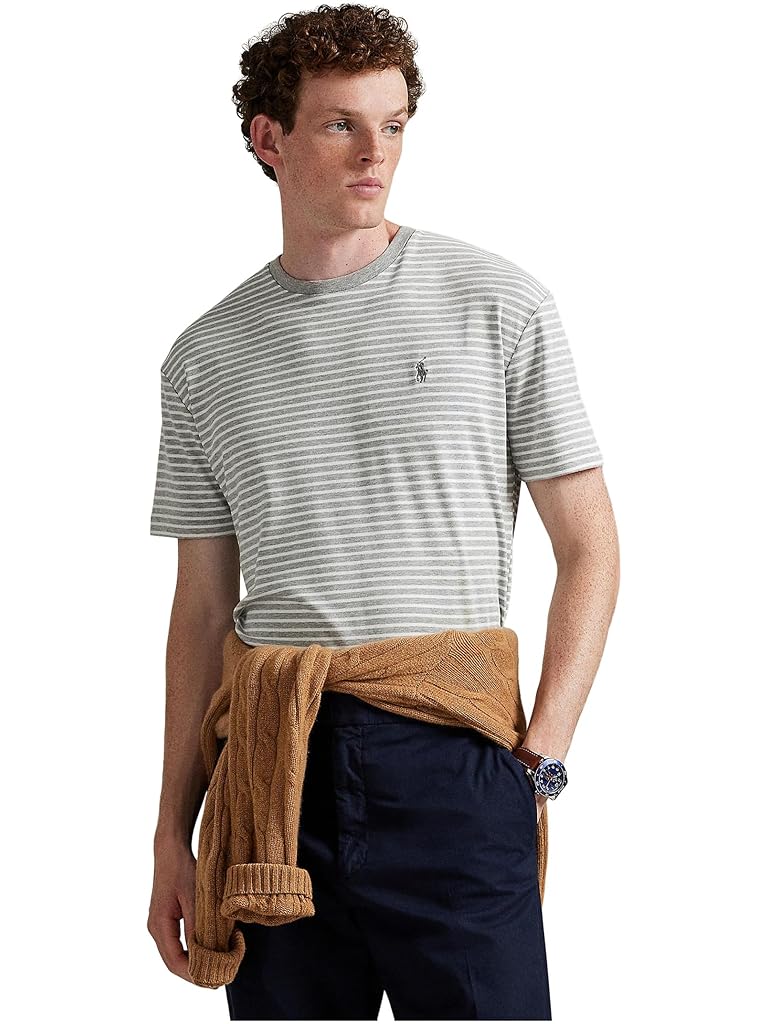 Gray Polo Ralph Lauren Classic Fit Striped Soft Cotton T-Shirt