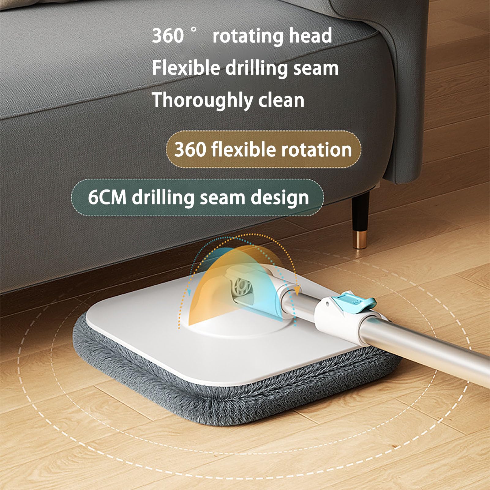 Recambio Fregona con Cubo Escurridor, Fregona Autoescurrible con Función de Separación de Agua Sucia, Fregona Microfibra Rotación con Mango Retráctil, para Limpiar Paredes de Suelo,Six Cloths