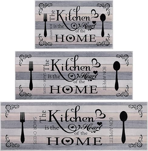 Miniatura 9 de Vaukki Juego de 3 tapetes de cocina bohemios, lavables para piso, tapete de cocina suave antideslizante para cocina, cuarto de servicio y pasillo