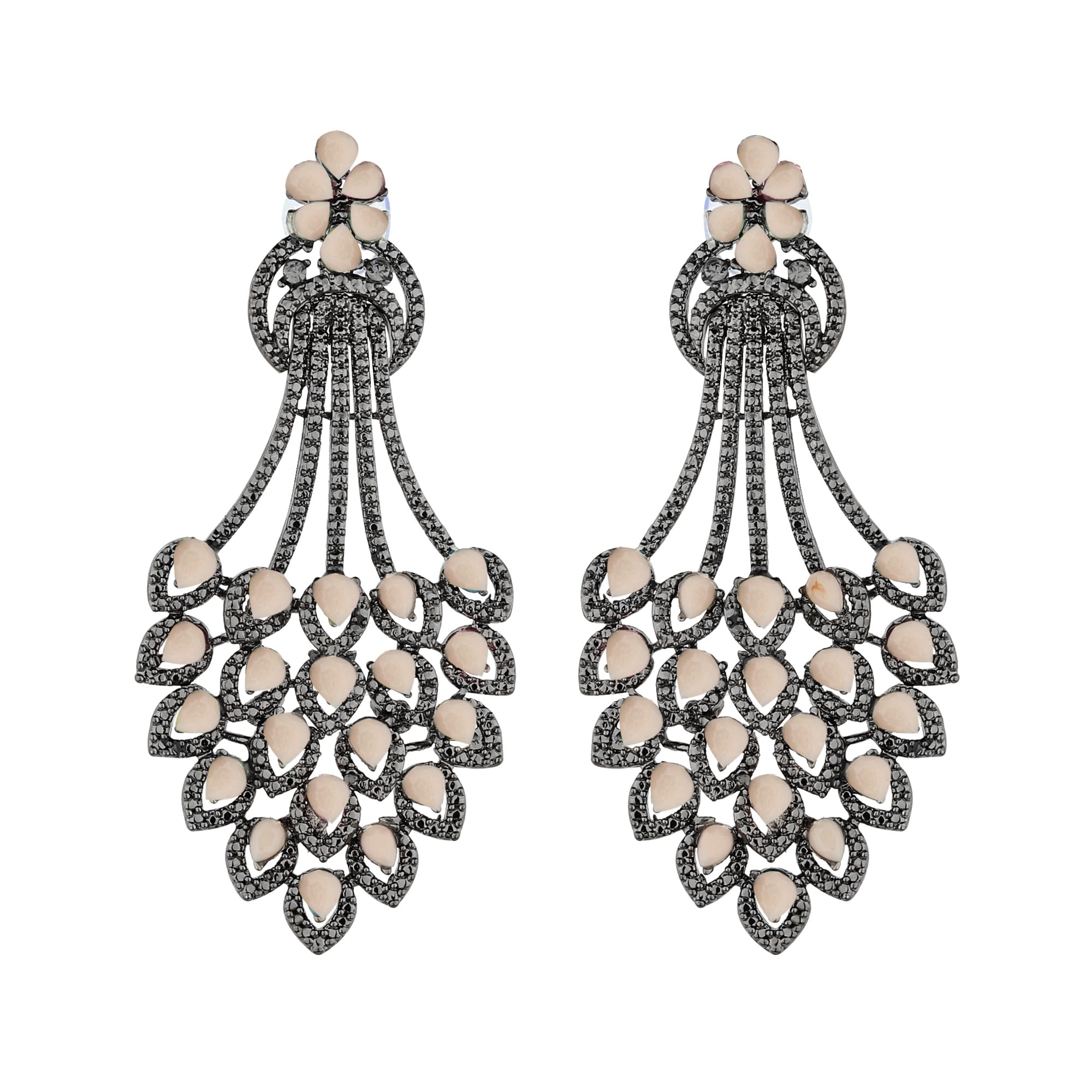 Korean Traditional Black Plated Crystal Jumka/Jhumki |Chandbali Earrings for Women & Girls | American Diamond Studded Studs Jewellery (Peach) (B0CLD7YRN5) Amazon Price History, Amazon Price Tracker