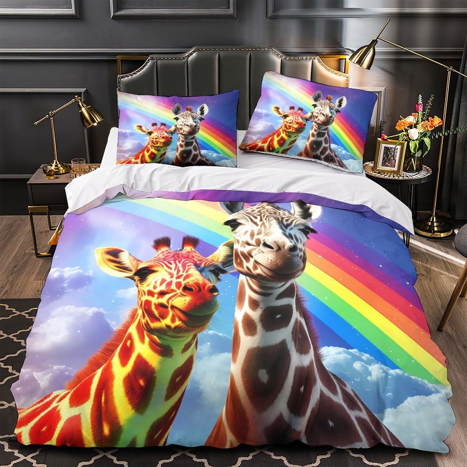 Housse de Couette Giraffe Selfie Microfibre Super King 260x220 cm