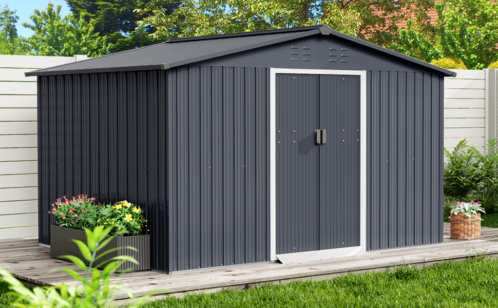 Amazon.com : Acekool 8x12 FT Outdoor Metal Storage Shed, Large