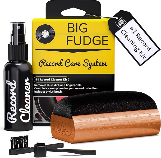 Vinyl Record Cleaning Kit - 4-in-1 Record Cleaner Solution - Includes Ultra-Soft Velvet Record Brush, Cleaning Liquid, Stylus Brush and Storage Pouch