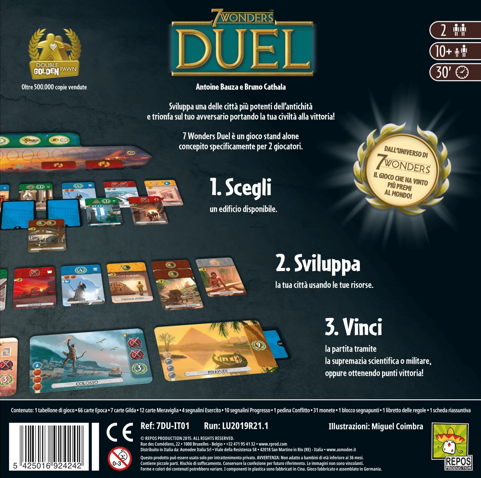Asmodee - 7 Wonders Duel - Gioco da Tavolo di Strategia Per 2 Giocatori, Carte da Gioco modalità Duello, 10+ Anni, 30 min, Edizione In Italiano