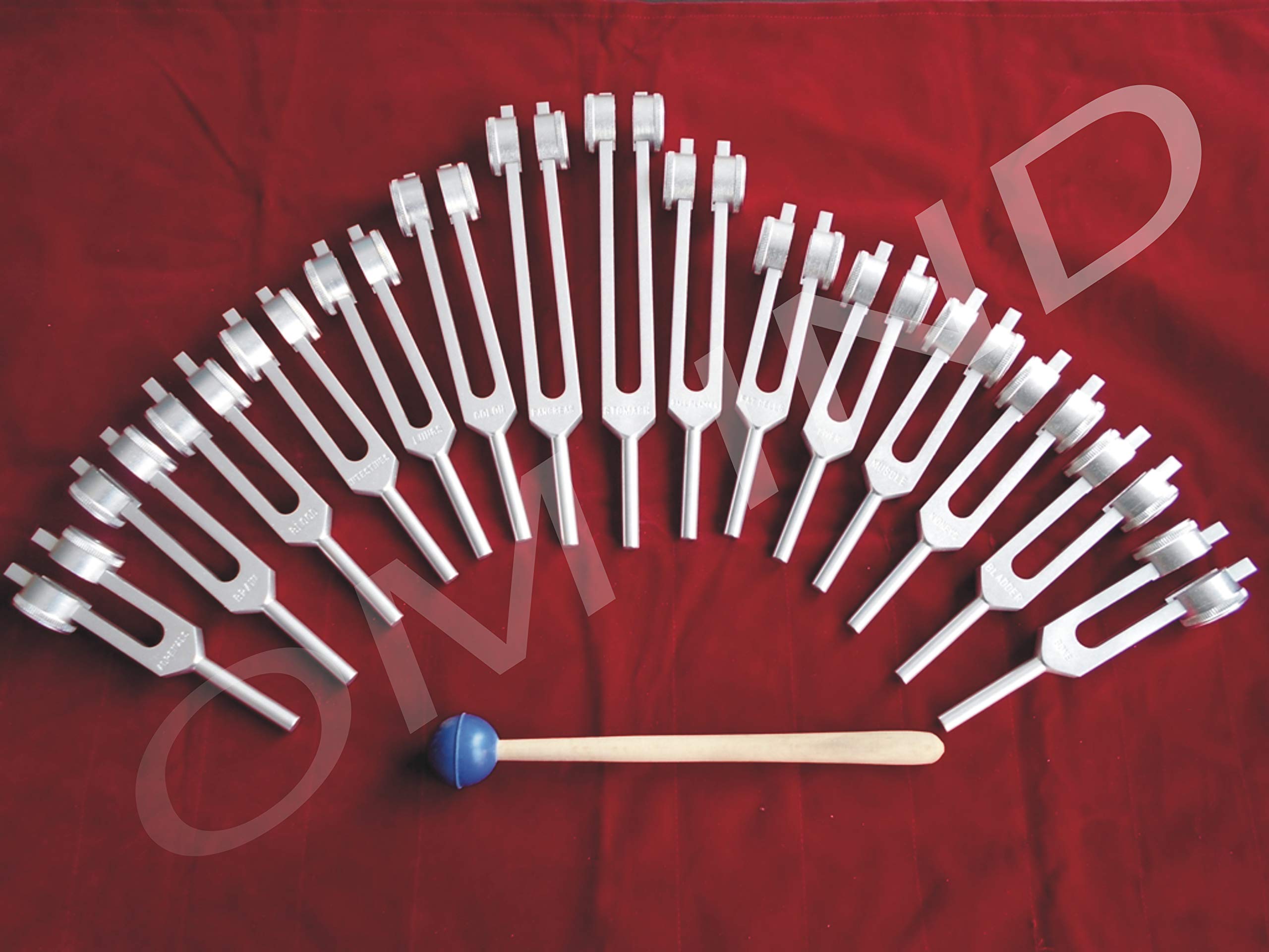 OM INDUSTRIESTunning Fork Human Organ Weighted 15 Tuning Forks with Free Mallet & Velvet Pouch