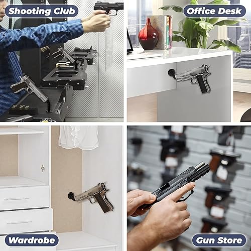 Miniatura 6 de Soporte oculto para pistola de 9045 grados, para almacenamiento en interiores, montaje en pared y múltiples superficies