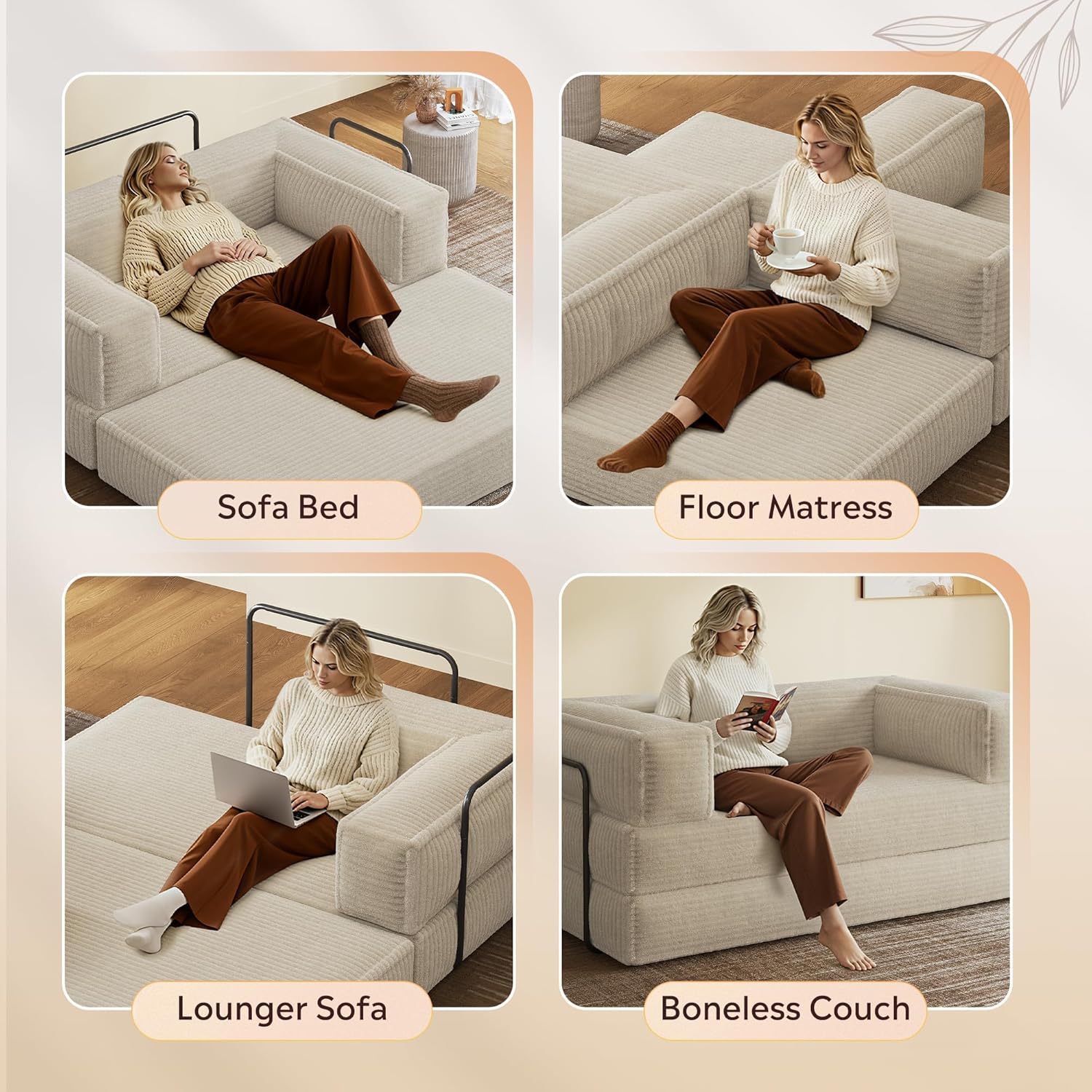 82'' Bonel Loveseat, Couches for Living Room, Bean Bag Couch for
