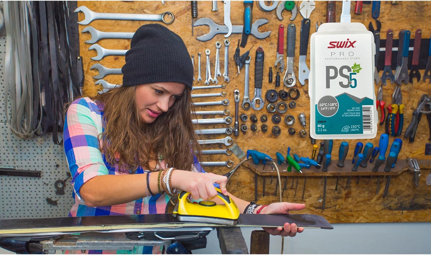 Swix PS5 Turquoise Pro Speed Ski and Snowboard Iron-On Wax for Cold Temperatures, 60g