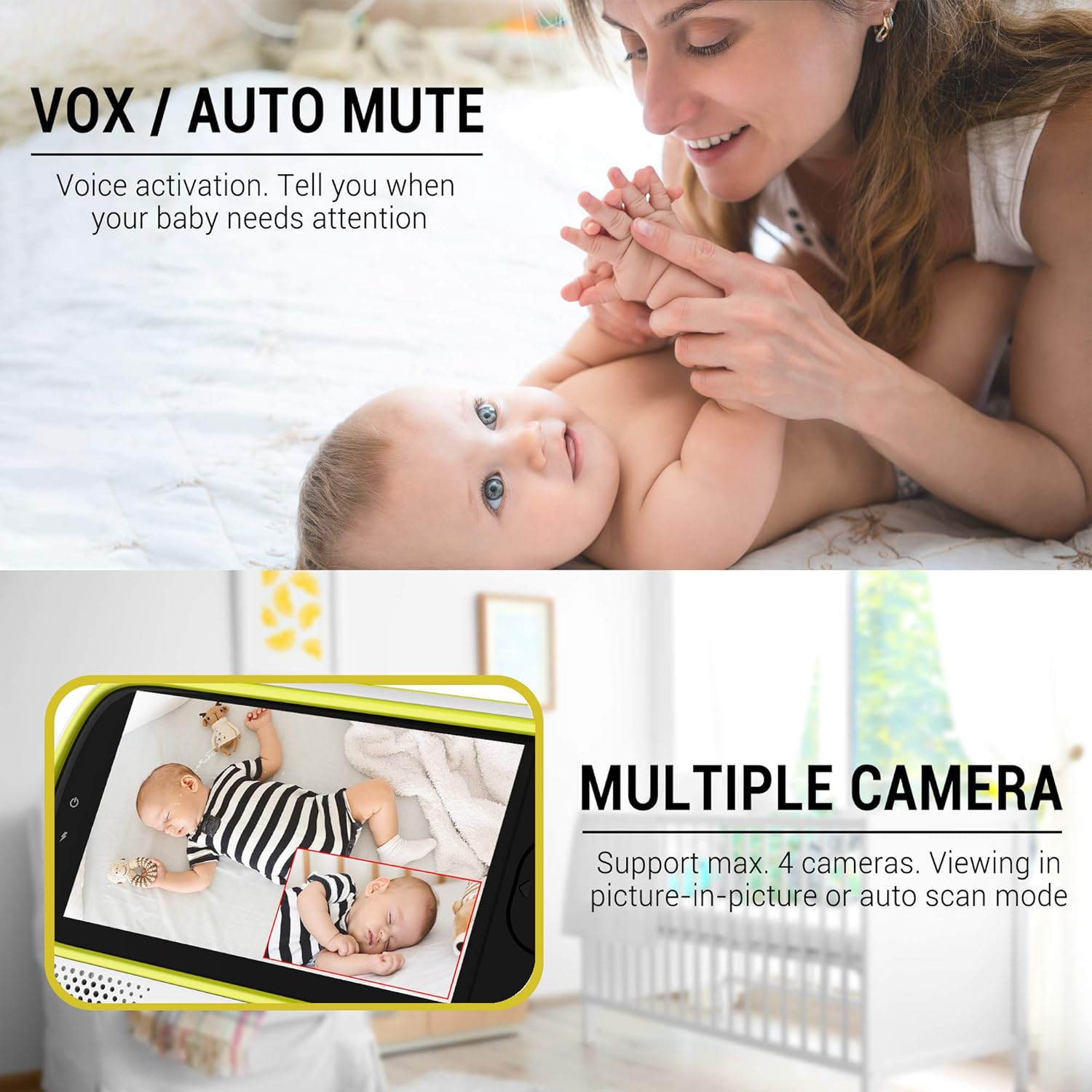 70% Off Everything Video Baby Monitor with Camera and Audio, aidios M1, 4.3 Display, Pan-tilt Upgradeable, VOX, Auto Mute, Night Vision, 2-Way-Talk, Picture-in-Picture