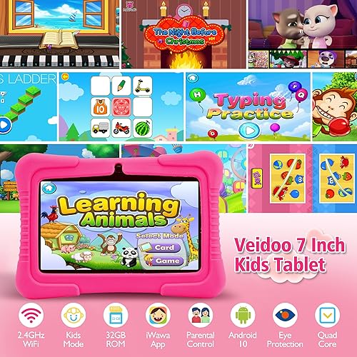 Miniatura 2 de Veidoo Tablet PC Android de 7 pulgadas para niños, 2 GB de RAM, 32 GB de ROM, protección ocular de seguridad, WiFi, cámara dual, juegos, aplicación