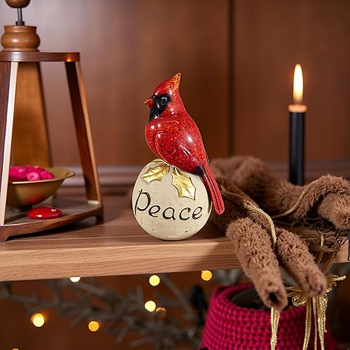 Miniatura 3 de Comfy Hour Joyful Holiday Collection - Figura de pedestal de piedra cardenal roja de 6 pulgadas, pájaro de alto brillo, decoración ideal de Navidad