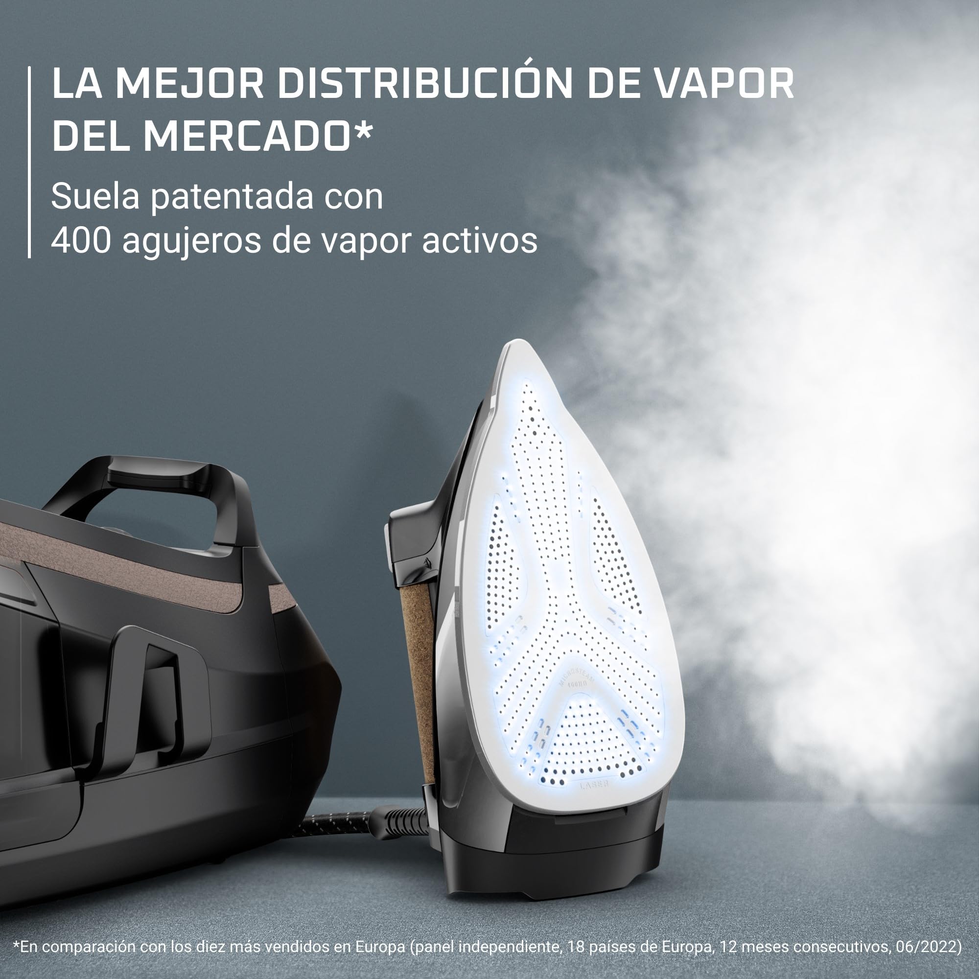 Rowenta Centro de Planchado Eco Steam Pro DG9661 – Potencia 2800 W, vapor 150 g/min, golpe 600 g/min, 8 bares, modo Eco, suela MicroSteam400 HD Láser, depósito extraíble 1,3 L (Reacondicionado)